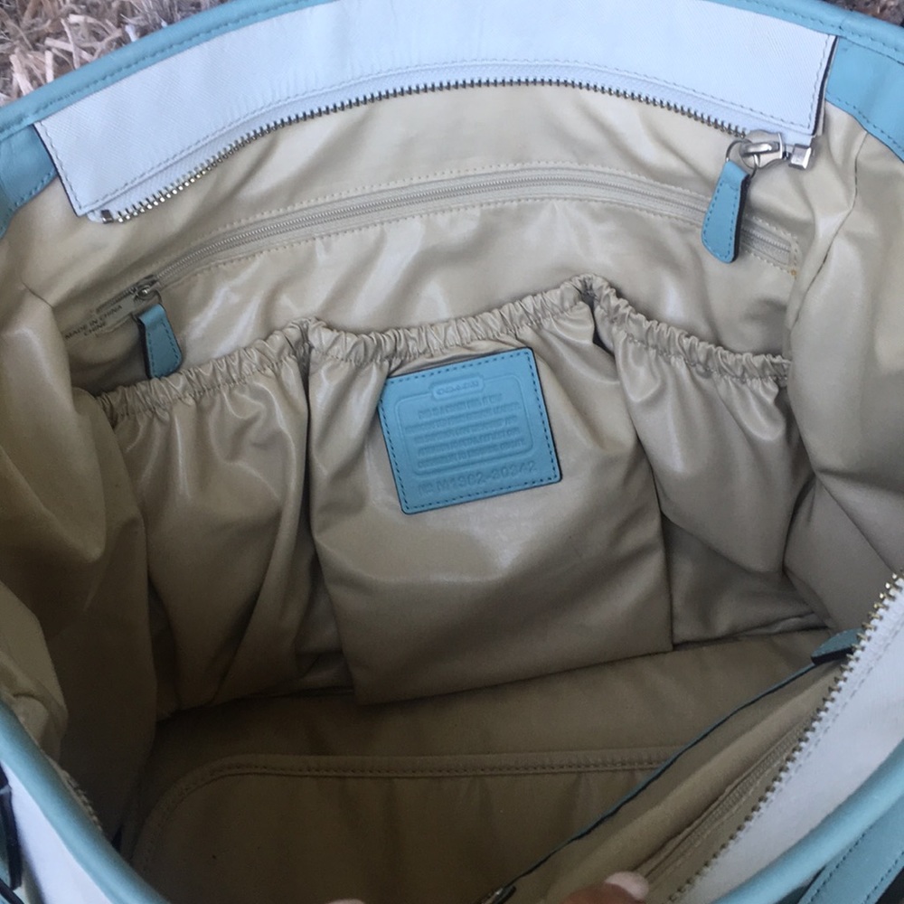 Coach Gingham Saffiano Leather Baby Bag Tote - Picture 6 of 8